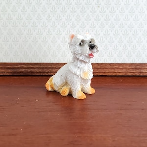 Dollhouse Miniature Puppy Dog Westie 1:12 Scale Pet West Highland Terrier Sitting