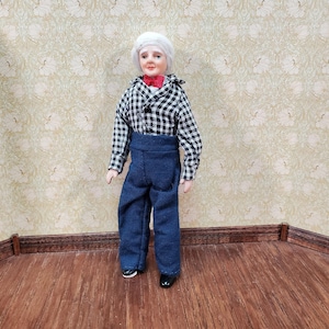 Dollhouse Grandpa Grandfather Porcelain Doll Poseable 1:12 Scale Miniature People