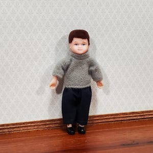 Dollhouse Boy Doll Modern Young Brother Vinyl 1:12 Scale Removable Clothes
