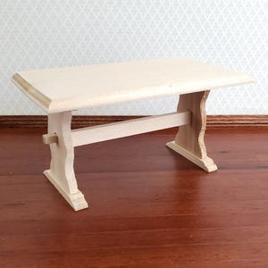 Dollhouse Miniature Table Country Kitchen or Dining Room 1:12 Scale Furniture Unpainted