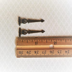 Dollhouse Miniature Hinge Large Antique Style Bronze 1:12 Scale Includes Nails image 2