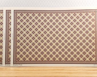 Dollhouse HALF SCALE Tile Paper 3 Sheets Brown & Cream 1:24 Scale Miniature