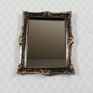 Dollhouse Mirror Metal Antique Bronze Frame 1:12 Scale Miniature Accessory