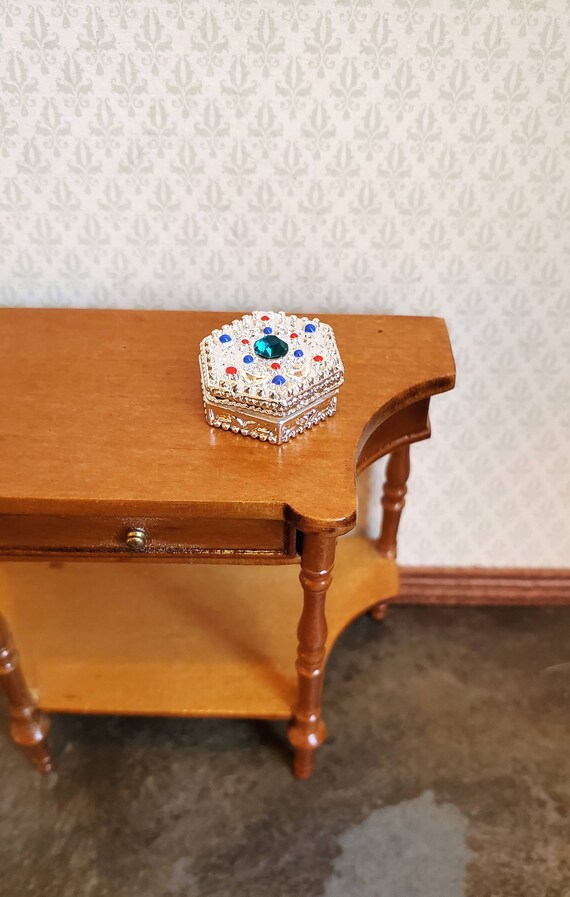 Dollhouse Miniature Jewelry Box With Jewels Large Silver With Etsy