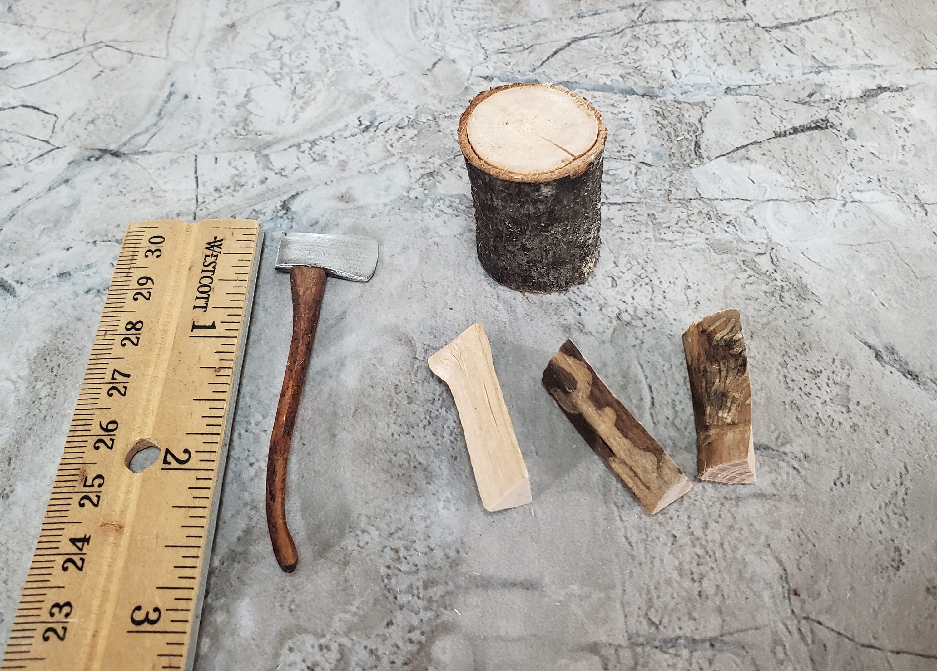 Dollhouse Axe Wood Chopping Logs Set Set 1:12 Scale Miniatures - Etsy