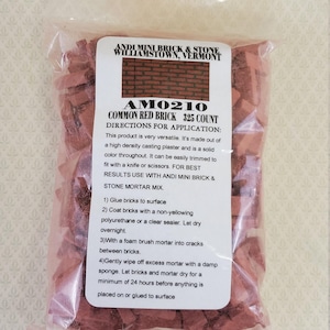 Dollhouse Miniature Bricks Common Red Brick by Andi Mini Brick & Stone 1:12 Scale 325 Pieces