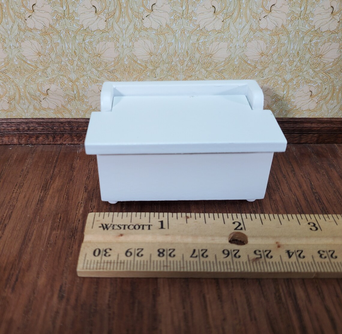 Dollhouse Small Toy Chest White Wood Trunk 112 Scale Nursery Etsy