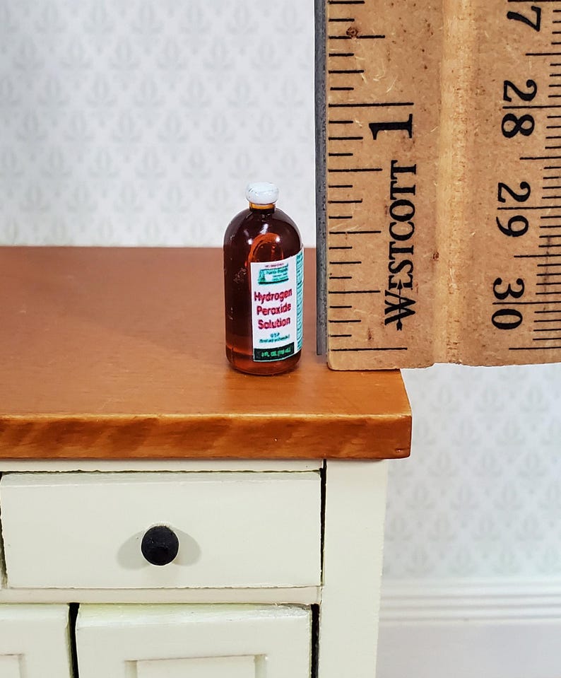 Botella de peróxido de hidrógeno para casa de muñecas, grande, estilo moderno, escala 1:12, miniatura, medicamento imagen 3