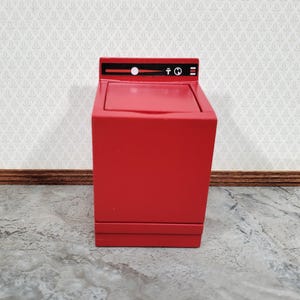 Dollhouse Washing Machine in RED and Black Modern Top Load 1:12 Scale Furniture