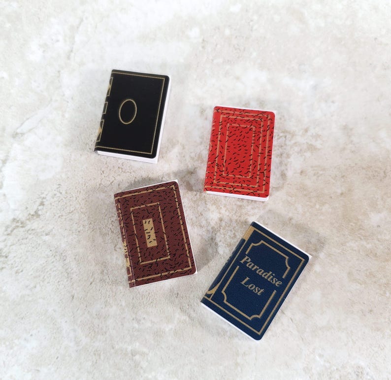 Dollhouse Books with Blank Pages Set of 4 1:12 Scale Miniature Library image 1