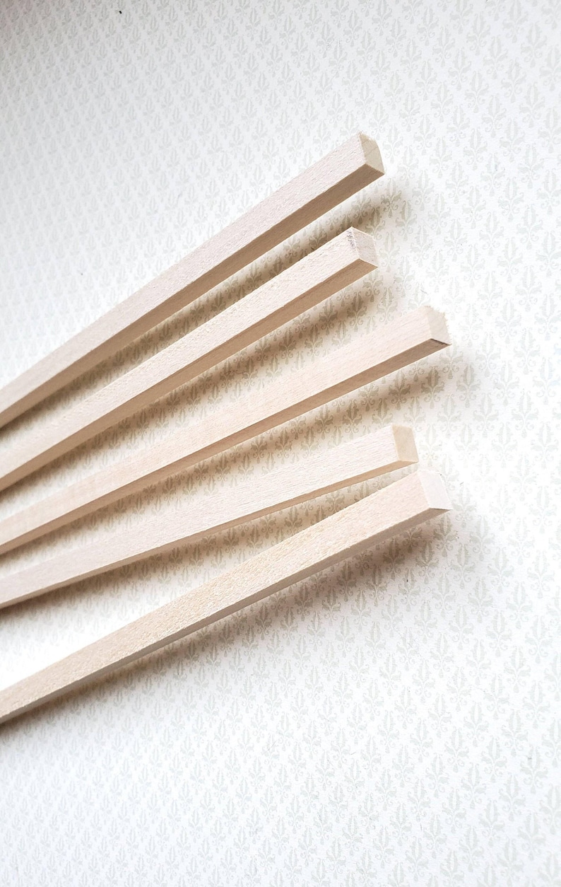 Dollhouse Miniature Wood Beams Posts 1/4 x 1/4 x 18" long 1:12 Scale image 1