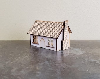 Dollhouse Miniature 1:144 Scale Kit House 1 1/2 Story with Chimney