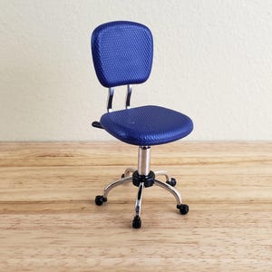 Dollhouse Office Chair Modern Desk Purple/Blue 1:12 Scale Miniature Furniture