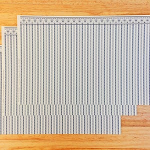 Dollhouse HALF SCALE Wallpaper 3 Sheets Blue & Cream Striped "Regency" 1:24 Scale