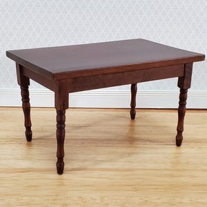 Dollhouse Table Kitchen or Dining Room Walnut Finish 1:12 Scale Miniature Wood Furniture