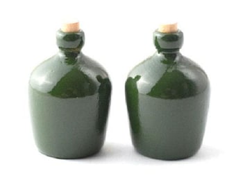 Dollhouse Miniature Carboy Jugs Green Bottles Set of 2 1:12 Scale