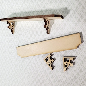 Dollhouse KIT Long Shelf 4&quot; with Decorative Brackets 1:12 Scale Miniature DIY