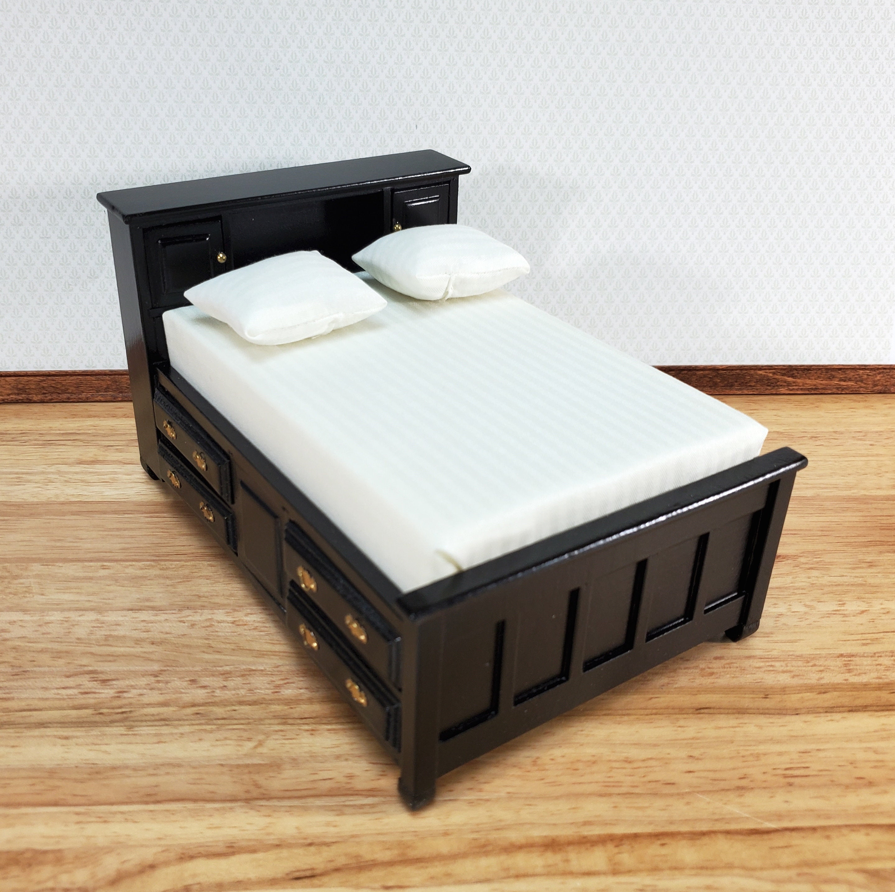 Dollhouse Captain's Bed With Drawers Double Black Finish Etsy