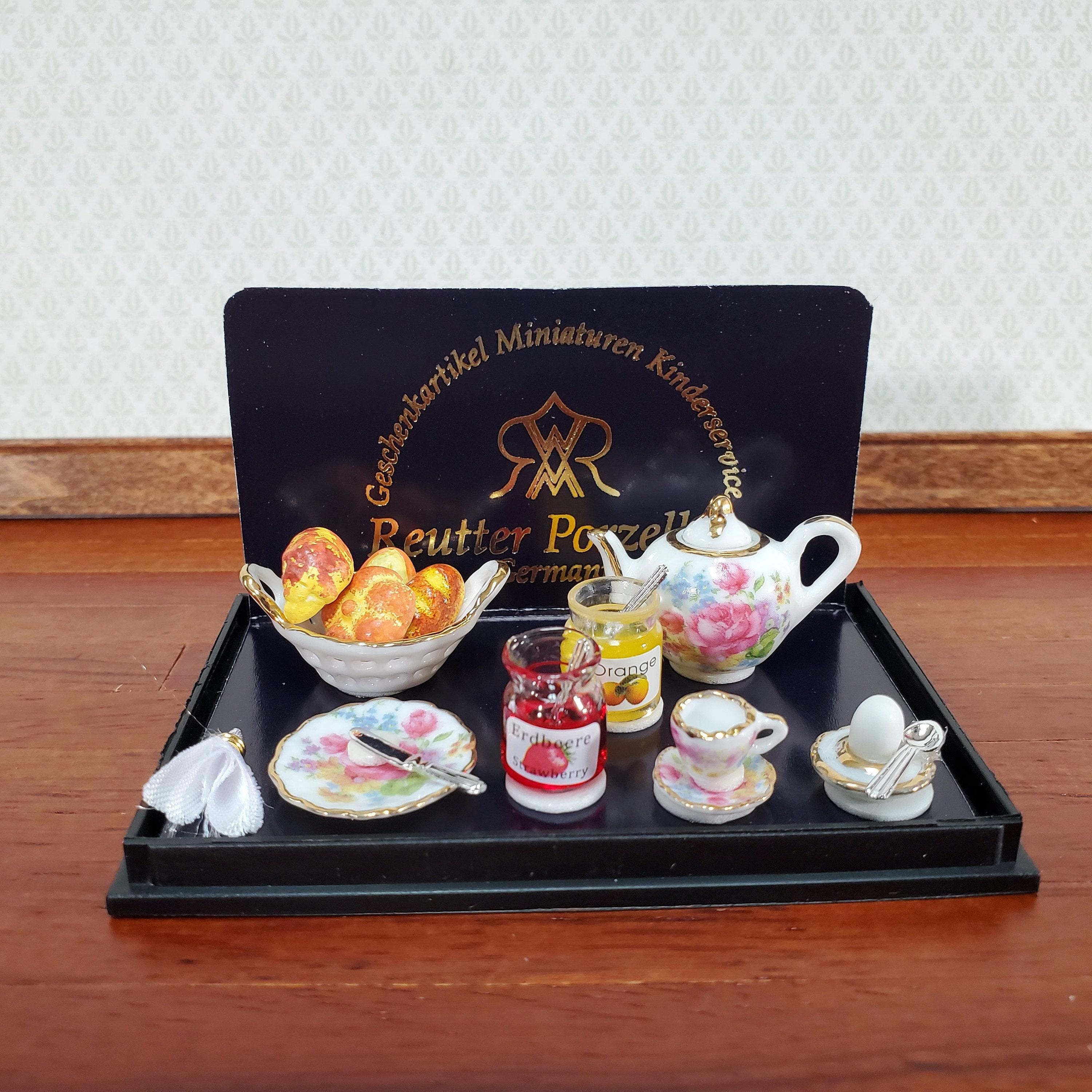 ミニチュア朝食ティーセット ロイター製磁器製パン・ジャム 
