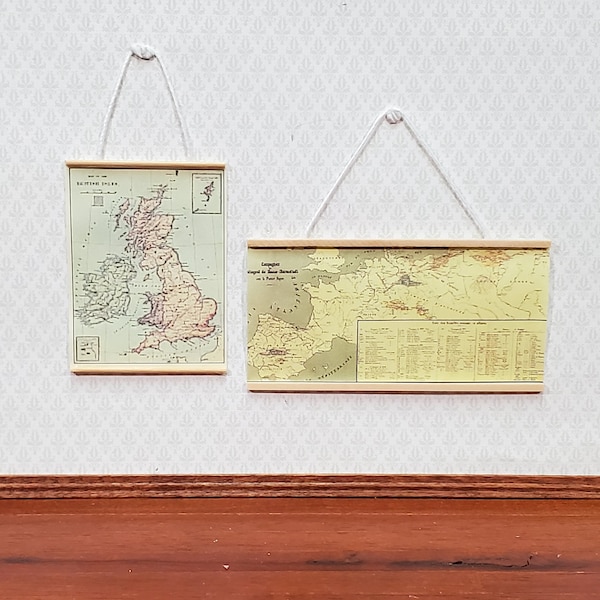 Dollhouse Hanging Maps School Style Europe England 1:12 Scale Miniature Decor