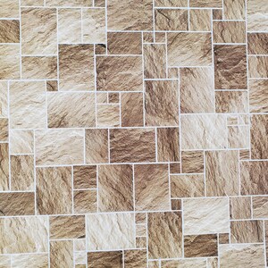 Dollhouse Stone Floor Tile Lightly Embossed Faux Flooring Brown Card Stock