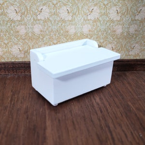 Dollhouse Small Toy Chest White Wood Trunk 1:12 Scale Nursery Furniture