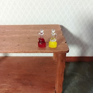 Dollhouse Miniature Oil & Vinegar Cruet Bottles 1:12 Scale Kitchen Accessory