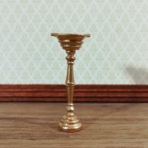 Dollhouse Miniature Ashtray Gold Metal Standing Pedestal 1:12 Scale