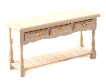Dollhouse Miniature Kitchen Side Board Buffet with Pot Shelf Unfinished 1:12 Scale
