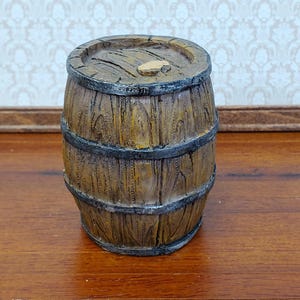 Large Keg Whiskey or Wine Barrel 2 1/2&quot; tall 1:12 Scale Miniature Painted Resin