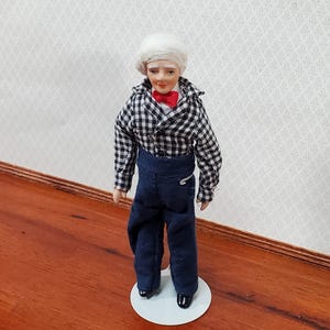 Dollhouse Grandpa Grandfather Porcelain Doll Poseable 1:12 Scale Miniature People image 4