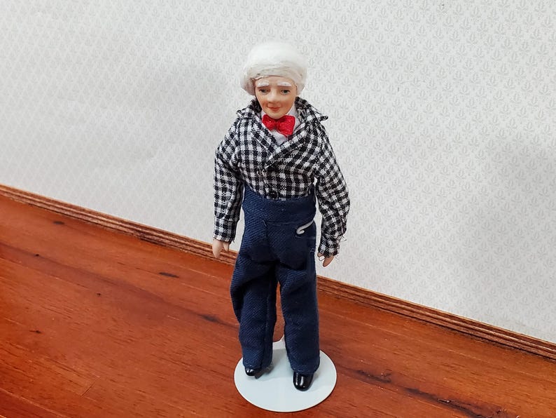 Dollhouse Grandpa Grandfather Porcelain Doll Poseable 1:12 Scale Miniature People image 4