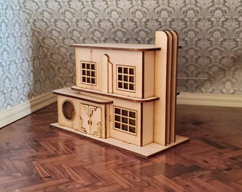Dollhouse Miniature 1:144 Scale KIT House Art Deco Style With Fireplace