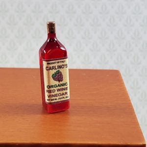Dollhouse Red Wine Vinegar Bottle 1:12 Scale Miniature Kitchen Accessory image 1