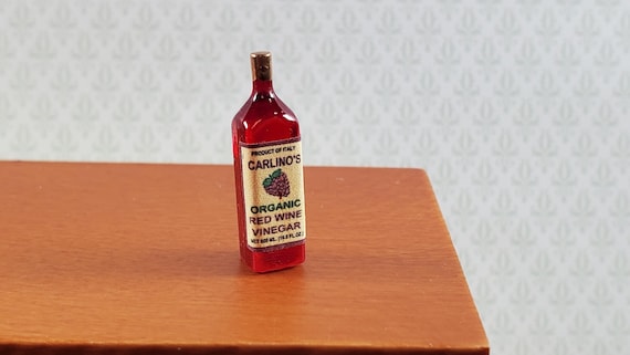 Dollhouse Red Wine Vinegar Bottle 1:12 Scale Miniature Kitchen Accessory