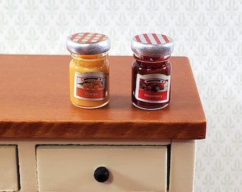 Dollhouse Jelly Jam Set Strawberry an Orange Marmalade 1:12 Scale Miniature Food