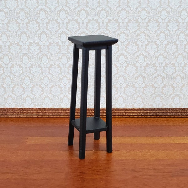 Dollhouse Miniature Tall Fern or Plant Stand Wood Black 1:12 Scale Furniture