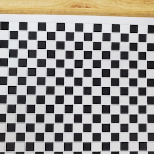 Dollhouse Tile Black & White Squares Vinyl Flooring Embossed Floor 1:12 Scale Miniatures image 2