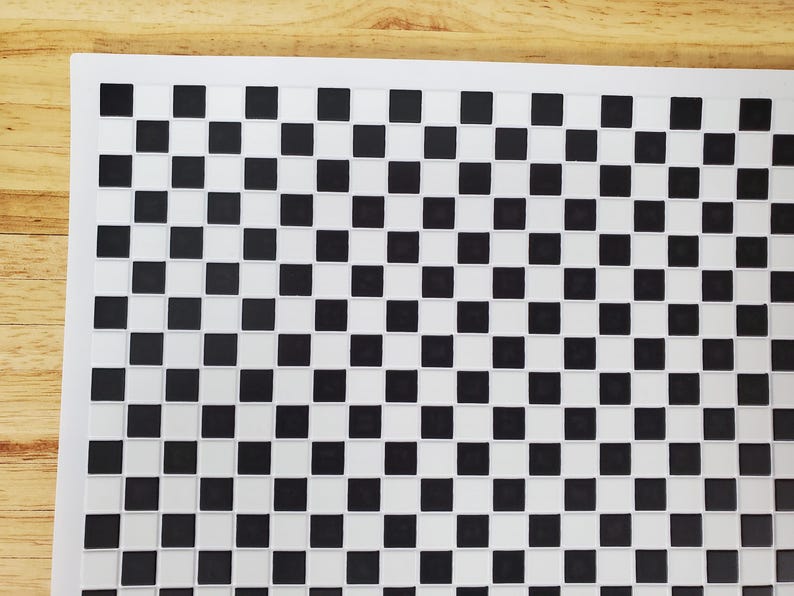 Dollhouse Tile Black & White Squares Vinyl Flooring Embossed Floor 1:12 Scale Miniatures image 2