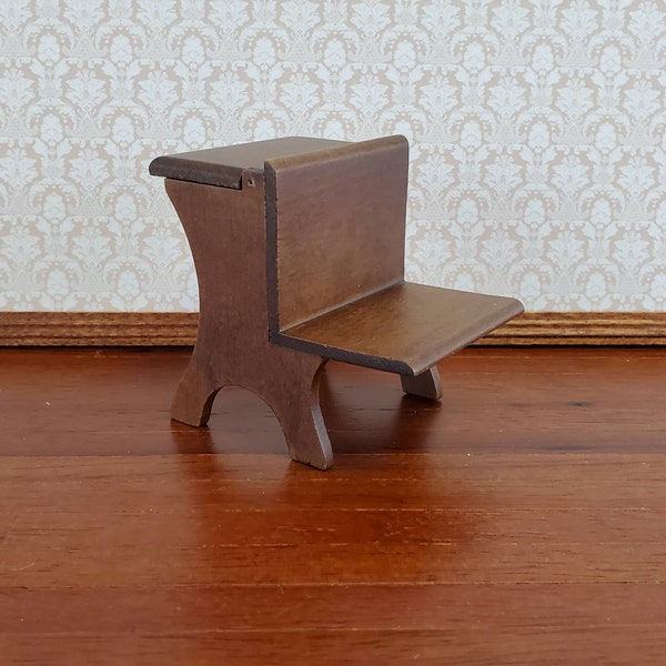 Dollhouse  Miniature School Desk Walnut Finish Vintage Style 1:12 Scale Furniture