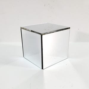 Dollhouse Modern Mirrored Side Table Cube 1:12 Scale Miniature Furniture