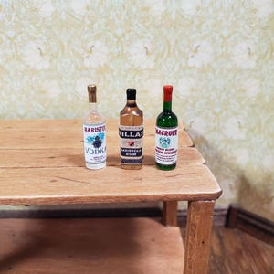 Dollhouse Miniature Rum Vodka Scotch Bottles Tiny 1:12 Scale Drinks Booze