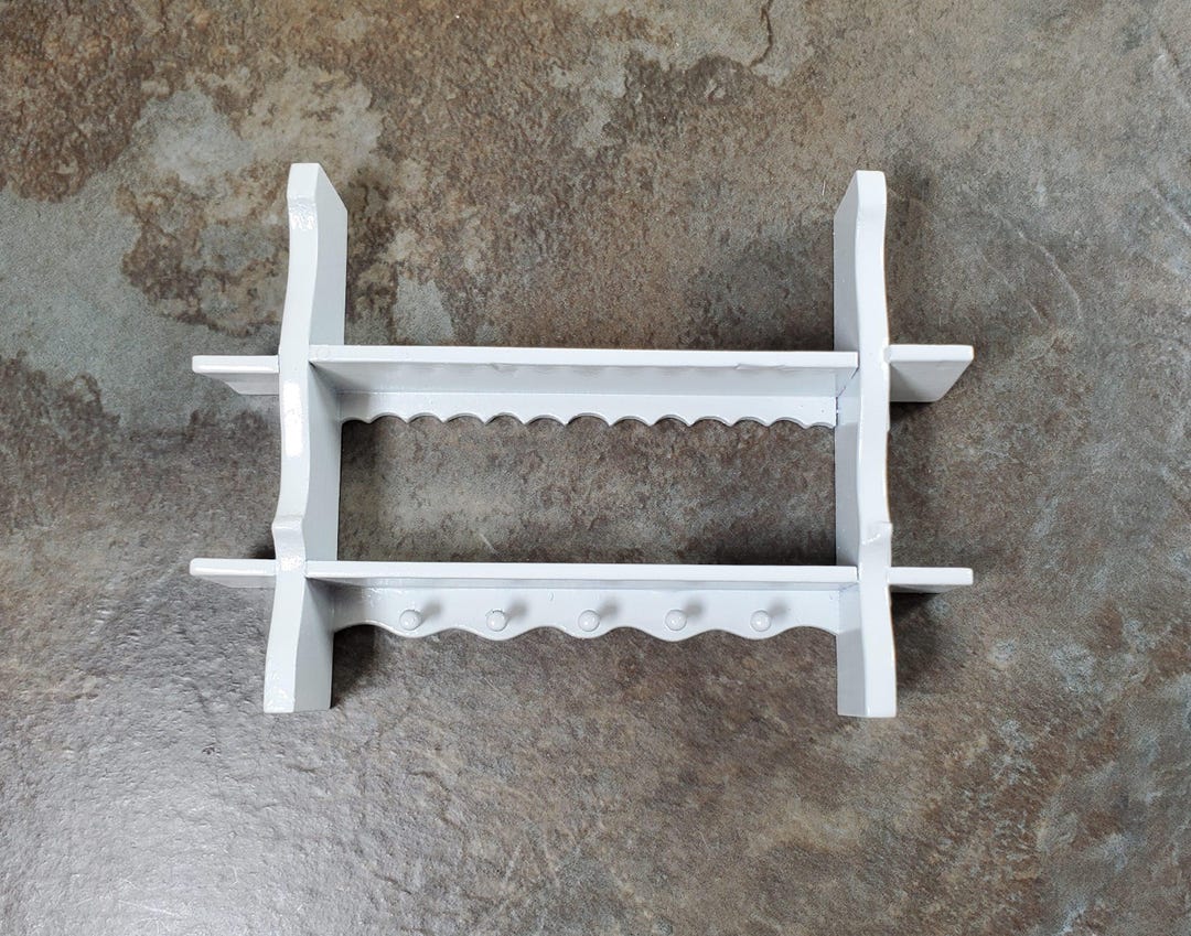 Dollhouse Wood Kitchen Shelf With Pegs 1:12 Scale Miniature White ...