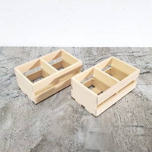 Miniature Crates x2 Plain Wood Slatted for Fruits or Vegetables Large Dollhouse