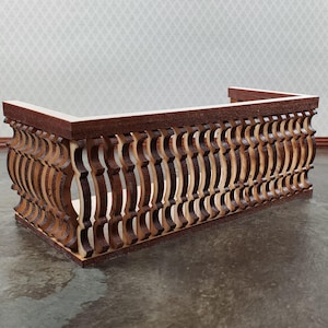 Dollhouse Balcony Square Double Unpainted Wood 1:12 Scale Miniature 5 1/2&quot; Long