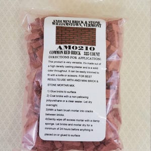 Dollhouse Miniature Bricks Common Red Brick by Andi Mini Brick & Stone 1:12 Scale 325 Pieces