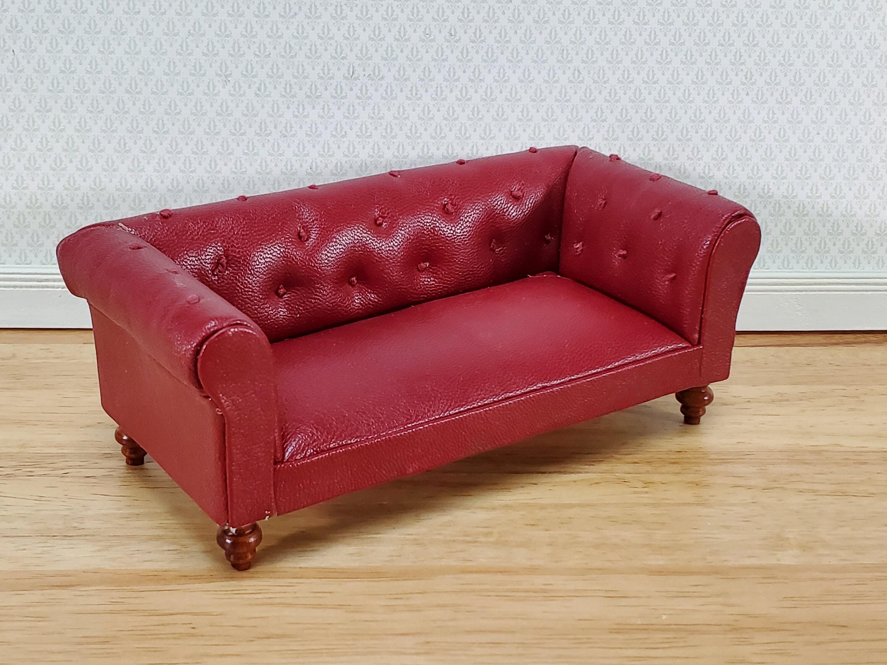 ドールハウスソファー チェスターフィールド バーガンディ フェイク