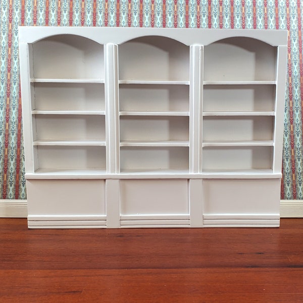 Dollhouse Miniature Bookcase Library Shelf 3 Bay WHITE 1:12 Scale Furniture