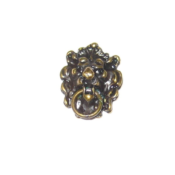 Dollhouse Door Knocker Lion Head 1:12 Scale Miniature Antique Bronze Metal