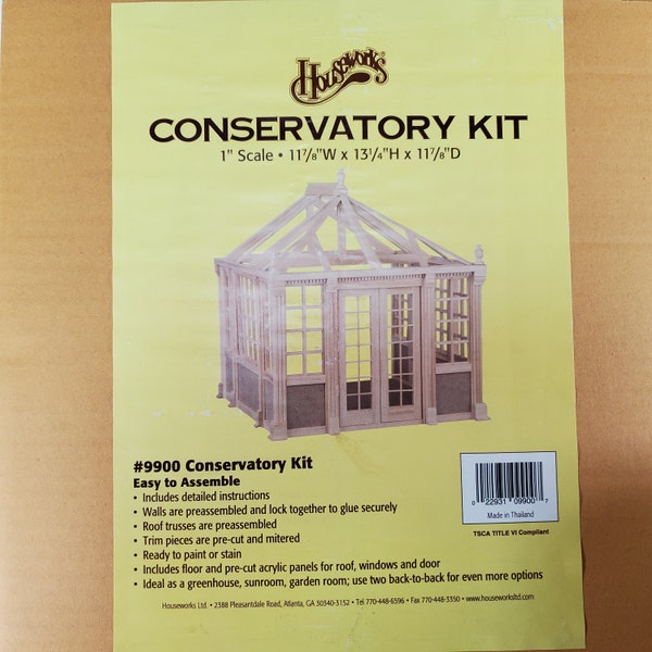 Conservatory Sunroom Greenhouse Kit by Houseworks 1:12 Scale Dollhouse Miniature #9900